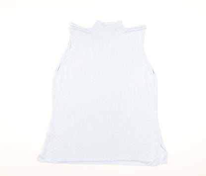Marks and Spencer Women's Blue Sleeveless Mock Neck Viscose Tank Top Size 18