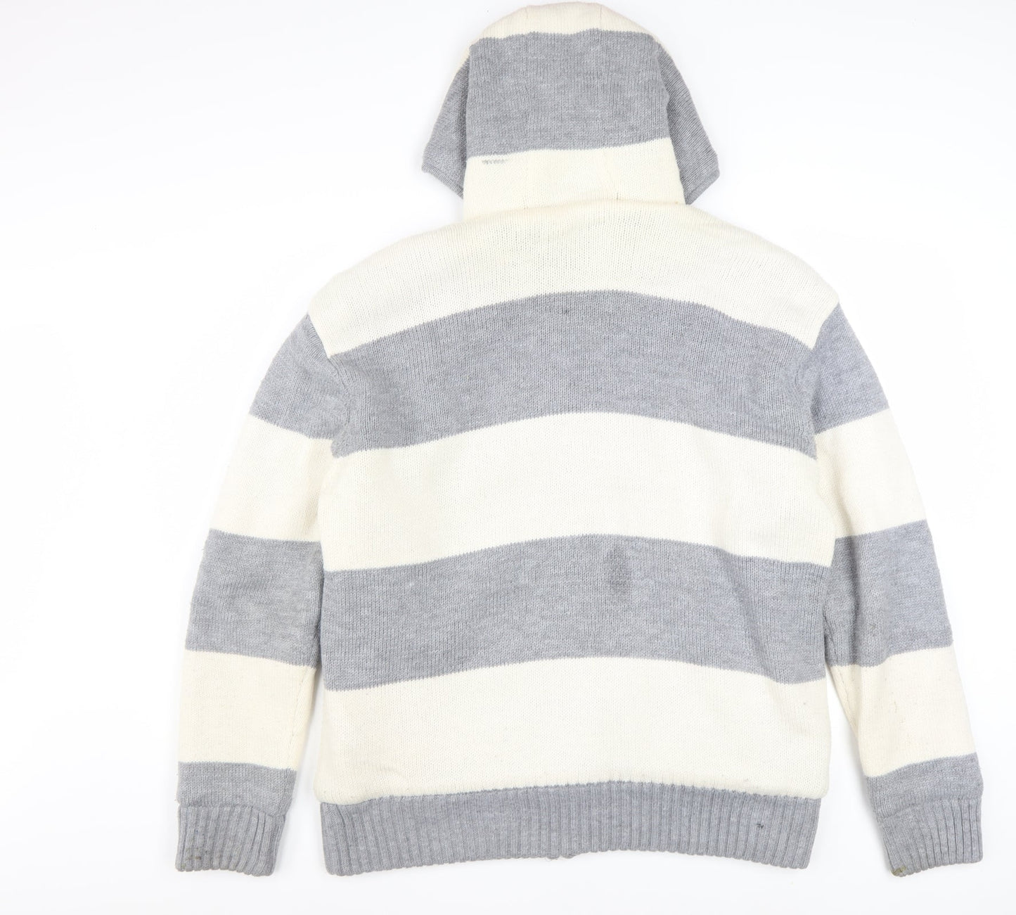 Lee Cooper Men's Grey Striped Full Zip Hooded Jumper L