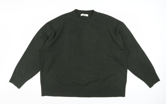 Marks and Spencer Women's Green Wool Blend XL Crew Neck Jumper