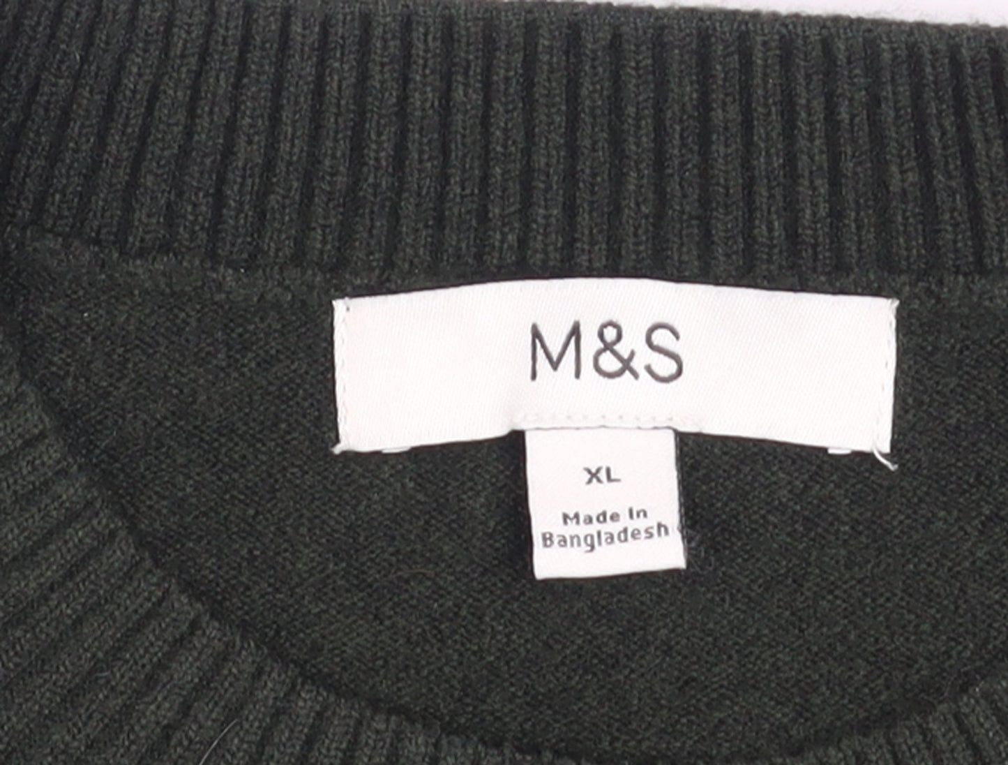 Marks and Spencer Women's Green Wool Blend XL Crew Neck Jumper
