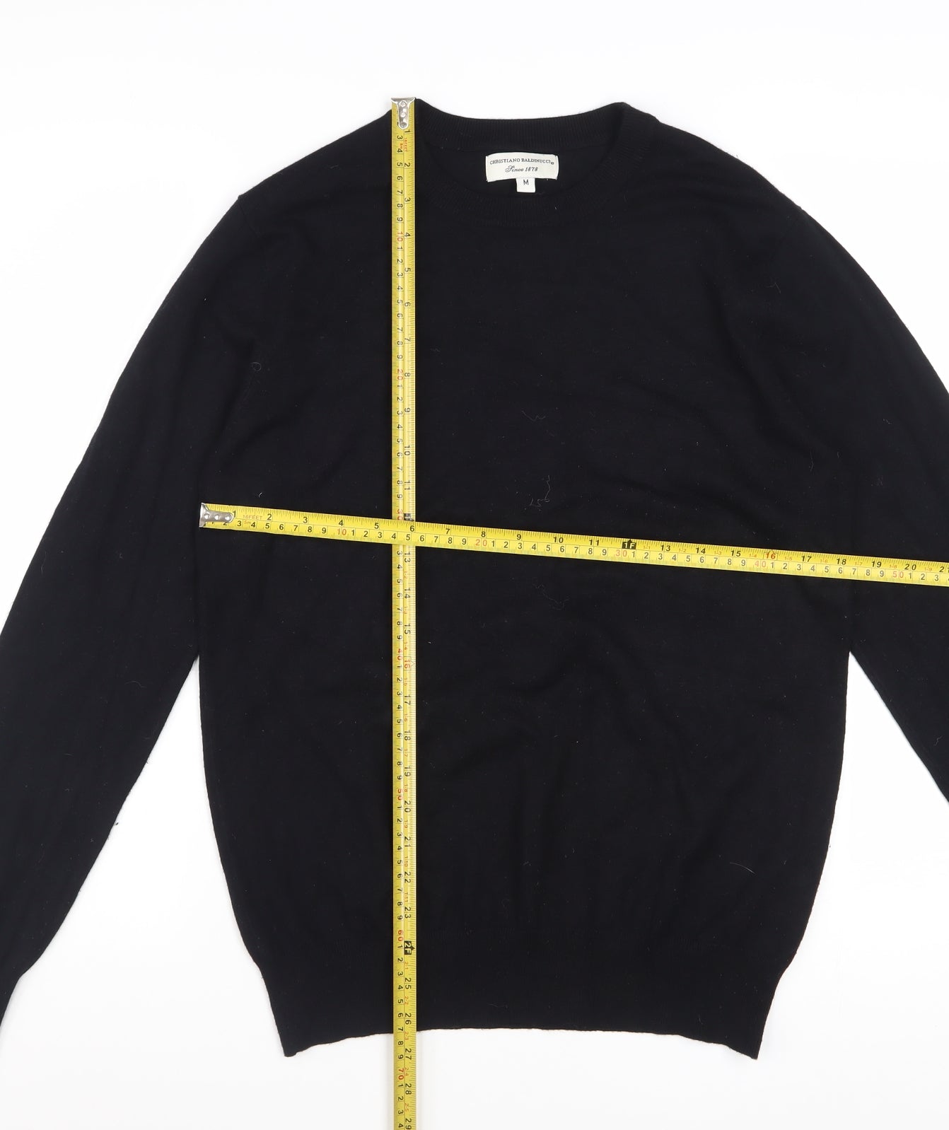 Christiano Baldinucci Men's Black Wool Blend Medium Crew Neck Jumper