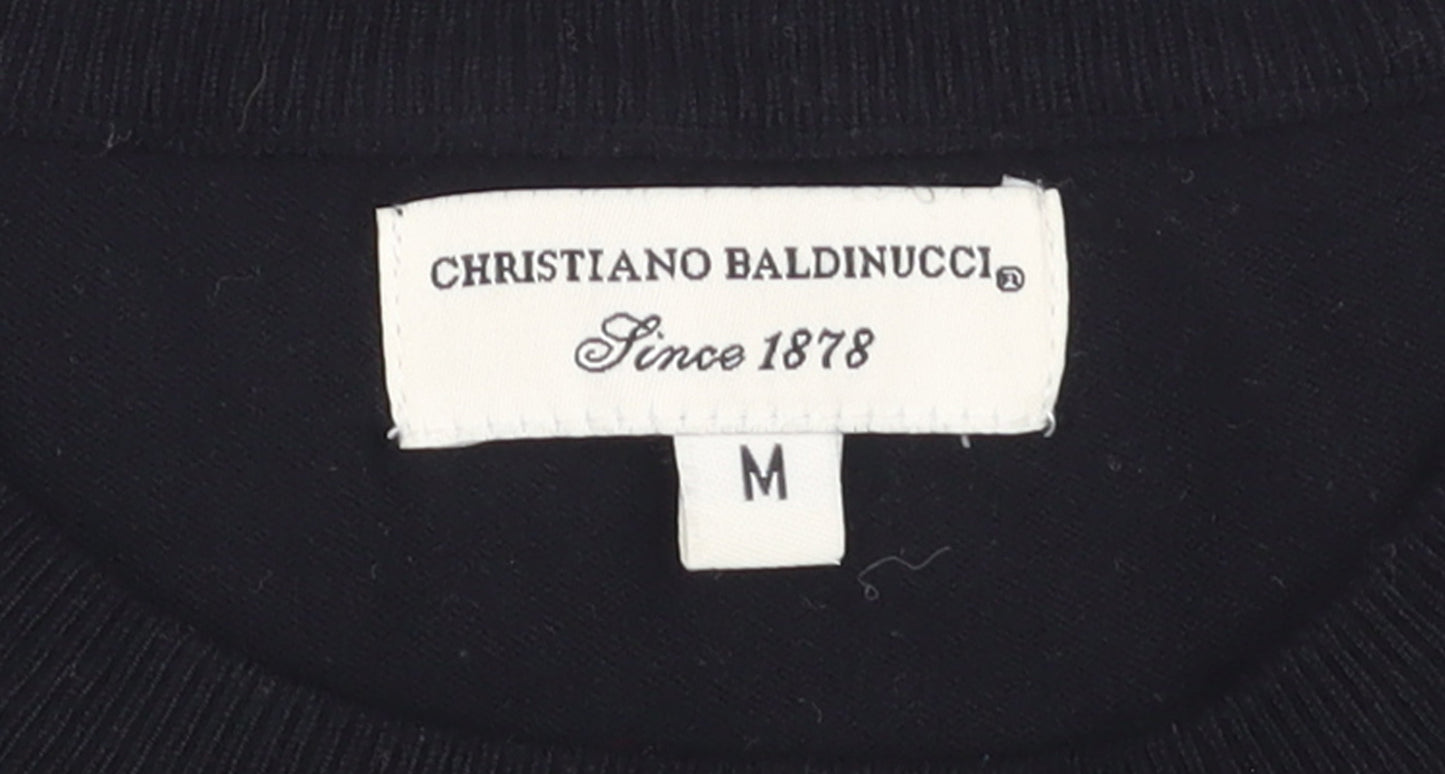 Christiano Baldinucci Men's Black Wool Blend Medium Crew Neck Jumper