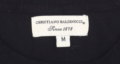 Christiano Baldinucci Men's Black Wool Blend Medium Crew Neck Jumper