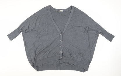 Tezenis Women’s Grey V-Neck Button Cardigan Size S Relaxed Fit