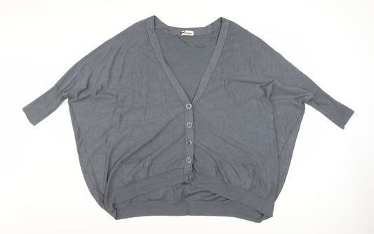 Tezenis Women’s Grey V-Neck Button Cardigan Size S Relaxed Fit