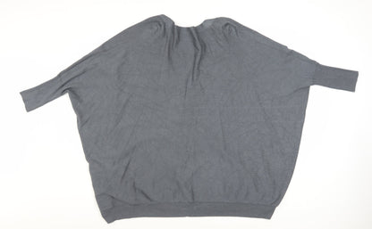 Tezenis Women’s Grey V-Neck Button Cardigan Size S Relaxed Fit