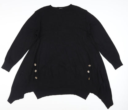 Roman Women’s Black Size 16 Tunic Jumper with Button Detail