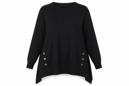 Roman Women’s Black Size 16 Tunic Jumper with Button Detail