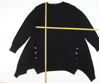 Roman Women’s Black Size 16 Tunic Jumper with Button Detail