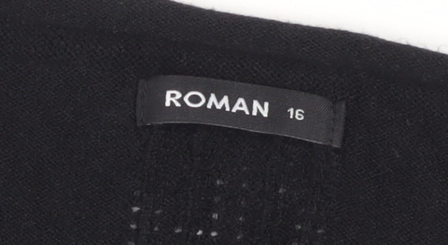 Roman Women’s Black Size 16 Tunic Jumper with Button Detail
