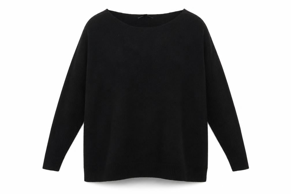 Gya Women's Black XL Boat Neck Long Sleeve Pullover Jumper