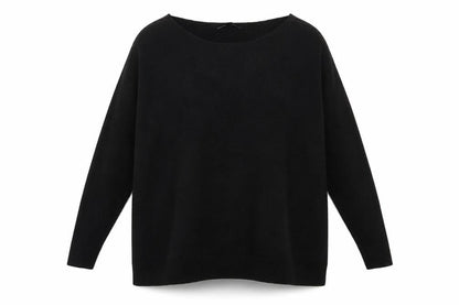 Gya Women's Black XL Boat Neck Long Sleeve Pullover Jumper