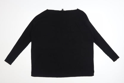 Gya Women's Black XL Boat Neck Long Sleeve Pullover Jumper