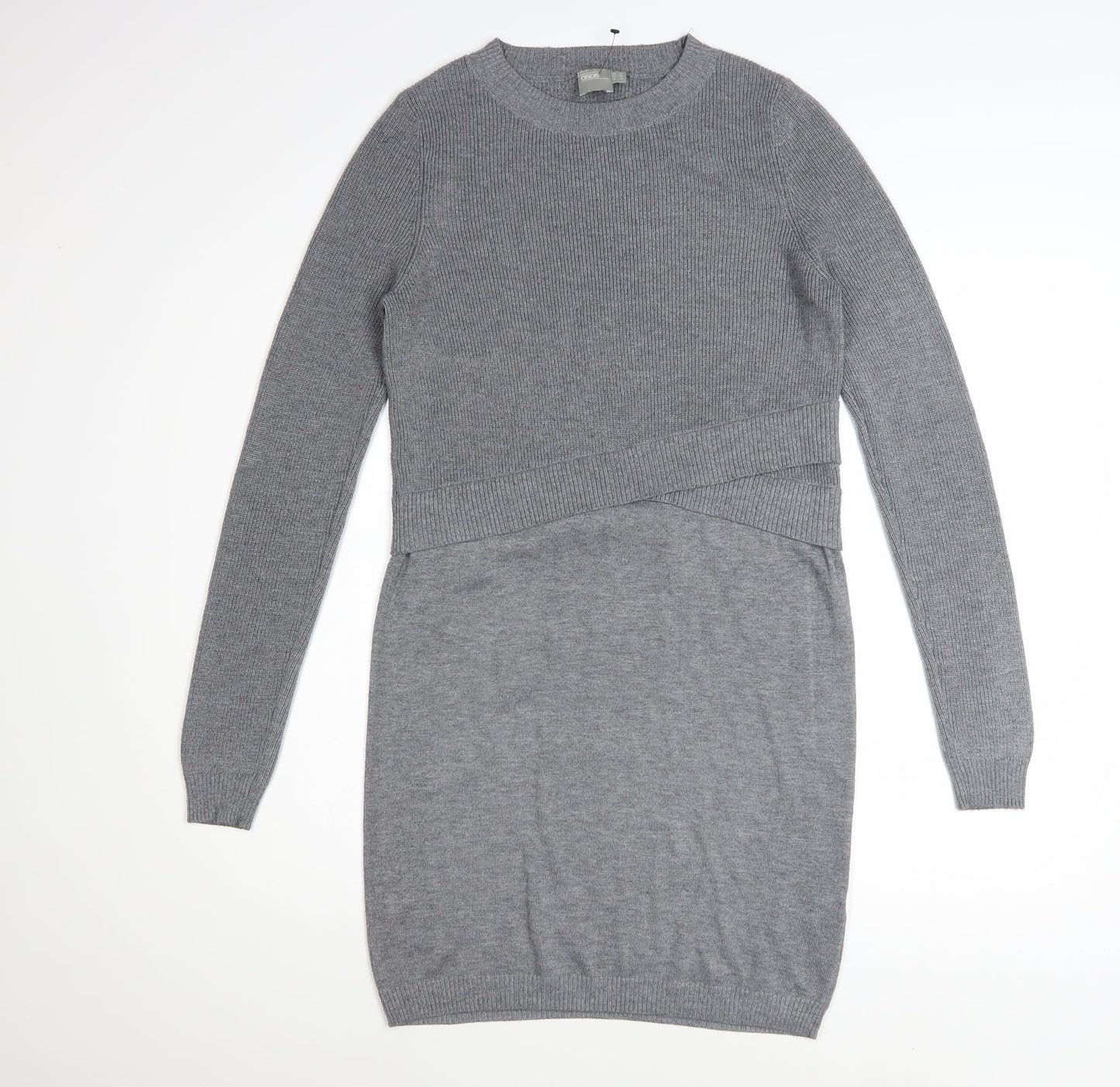 ASOS Women Grey Jumper Dress Size 10 Long Sleeve Knit