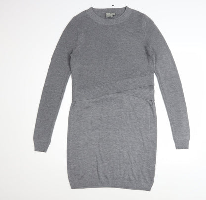 ASOS Women Grey Jumper Dress Size 10 Long Sleeve Knit