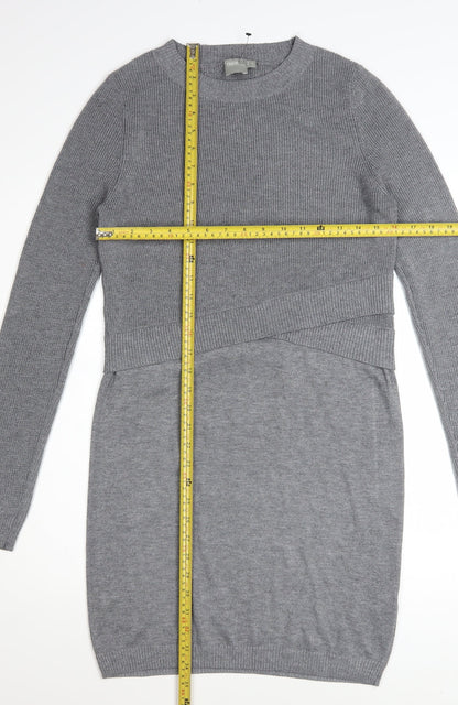 ASOS Women Grey Jumper Dress Size 10 Long Sleeve Knit