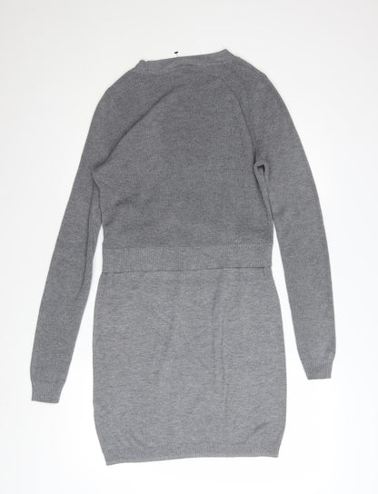 ASOS Women Grey Jumper Dress Size 10 Long Sleeve Knit