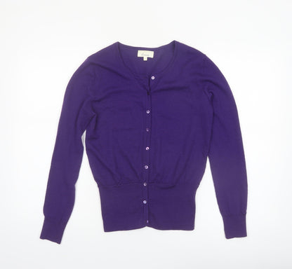 Linea Women's Purple Merino Wool Cardigan Size S Classic Knitwear