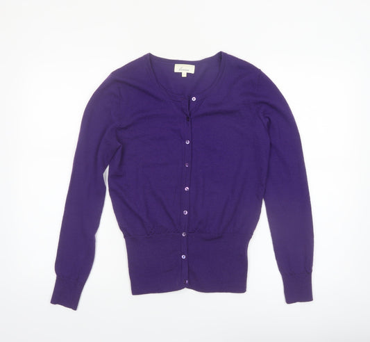Linea Women's Purple Merino Wool Cardigan Size S Classic Knitwear