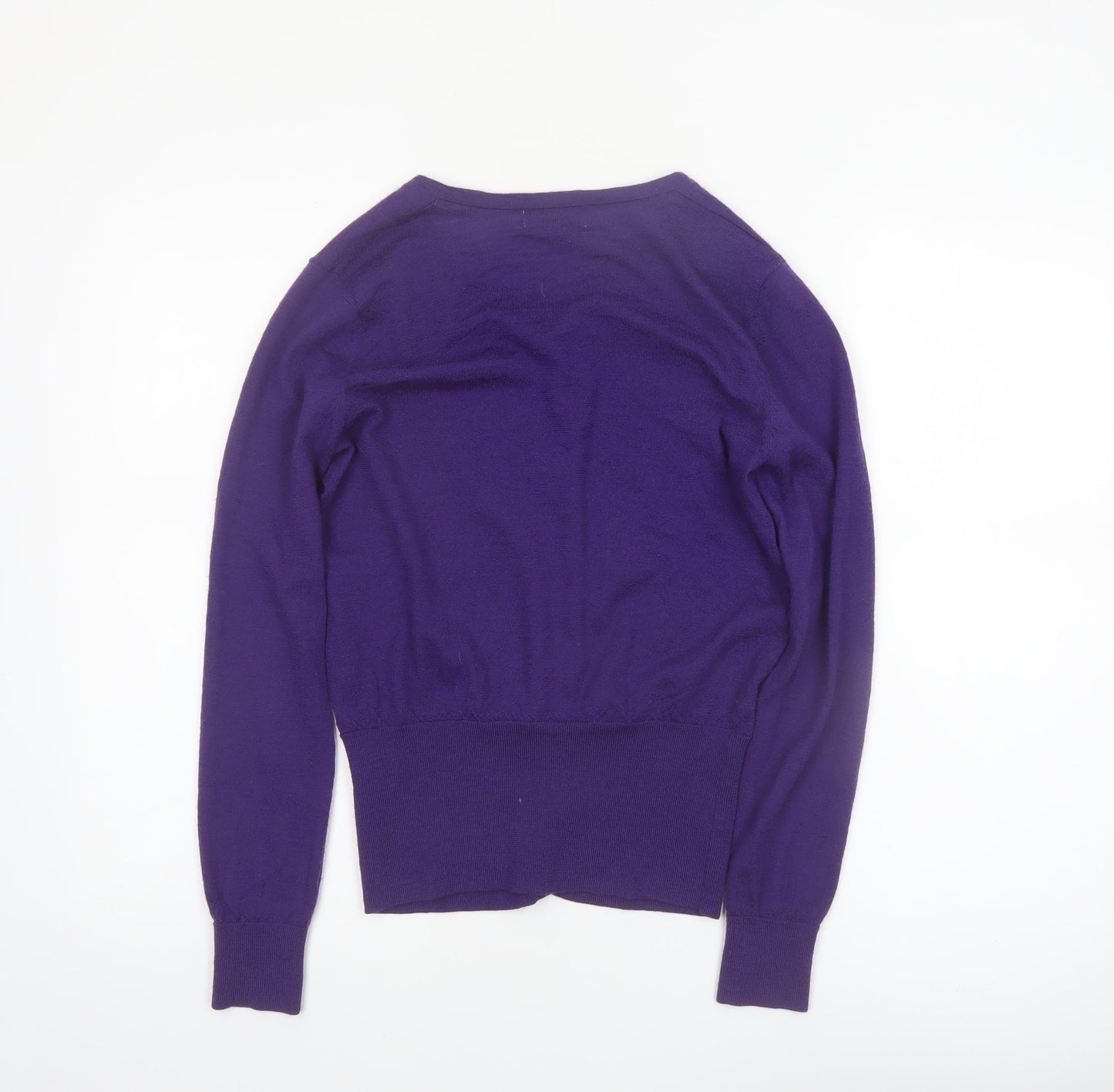 Linea Women's Purple Merino Wool Cardigan Size S Classic Knitwear