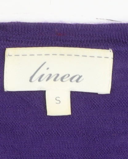 Linea Women's Purple Merino Wool Cardigan Size S Classic Knitwear