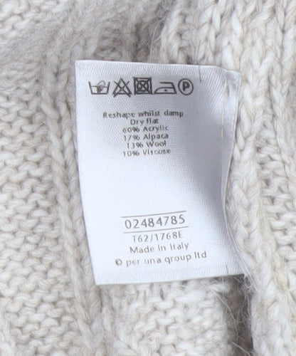 Marks and Spencer Per Una Women's Beige Cable Knit Collared Cardigan M