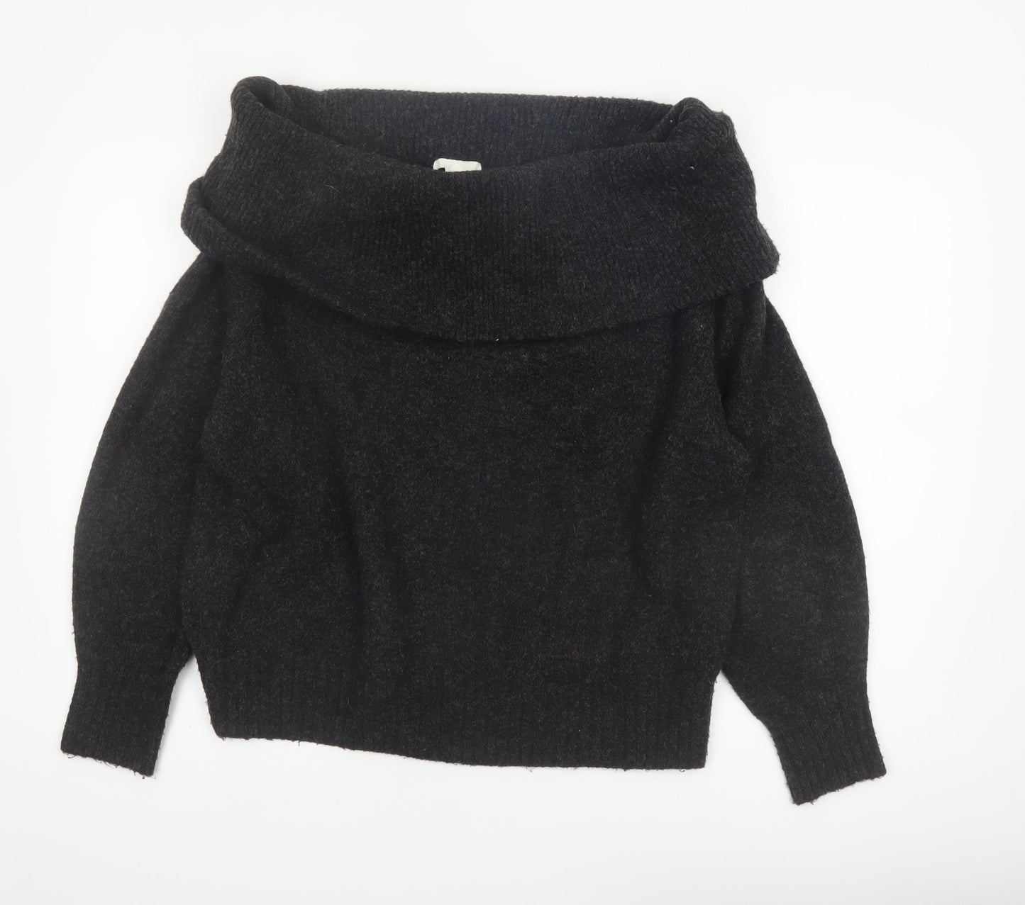 H&M Women’s Black Cowl Neck Long Sleeve Knit Jumper Size S