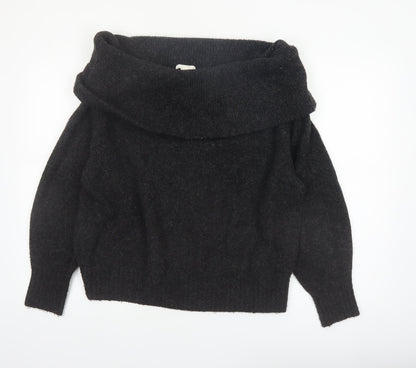 H&M Women’s Black Cowl Neck Long Sleeve Knit Jumper Size S