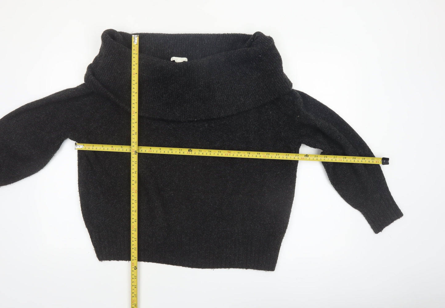 H&M Women’s Black Cowl Neck Long Sleeve Knit Jumper Size S