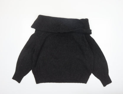 H&M Women’s Black Cowl Neck Long Sleeve Knit Jumper Size S