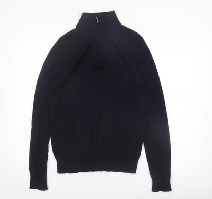 Reiss Men’s Black Wool 1/2 Zip High Neck Jumper Size M