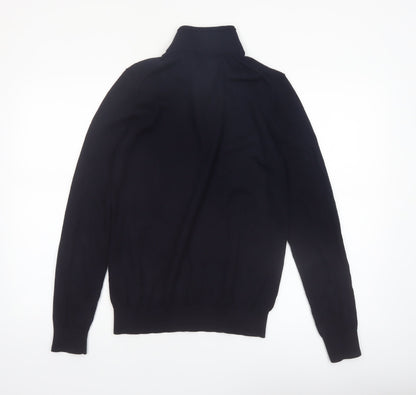 Reiss Men’s Black Wool 1/2 Zip High Neck Jumper Size M