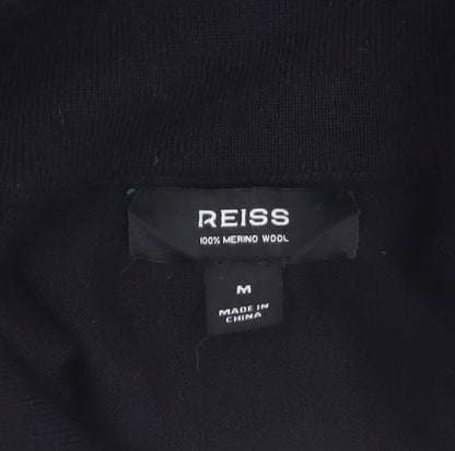 Reiss Men’s Black Wool 1/2 Zip High Neck Jumper Size M