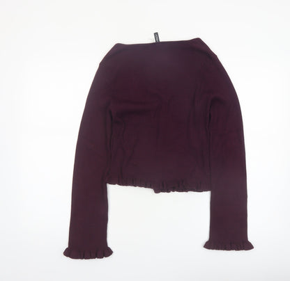 H&M Divided Womens Burgundy V-Neck Button Cardigan Size 12