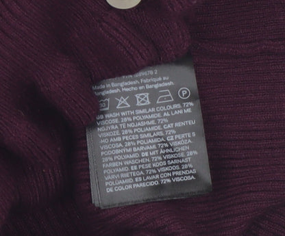 H&M Divided Womens Burgundy V-Neck Button Cardigan Size 12