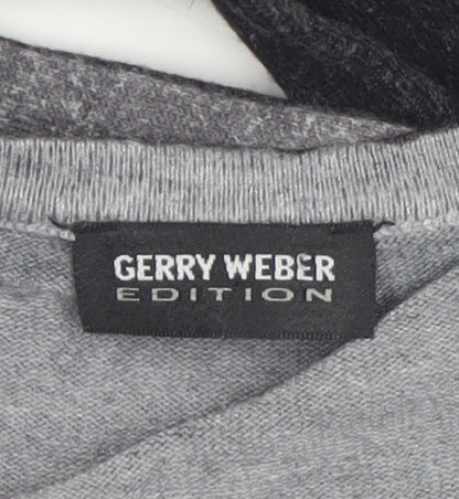 Gerry Weber Women's Black Printed V-Neck 3/4 Sleeve Pullover Jumper Size 10