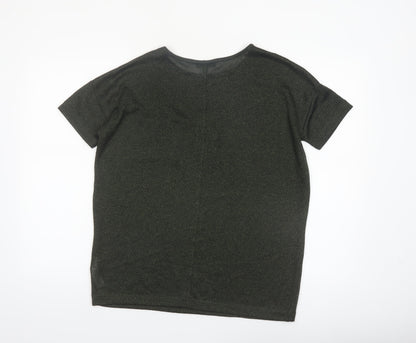Topshop Women’s Green Metallic Knit Short Sleeve T-Shirt UK 6