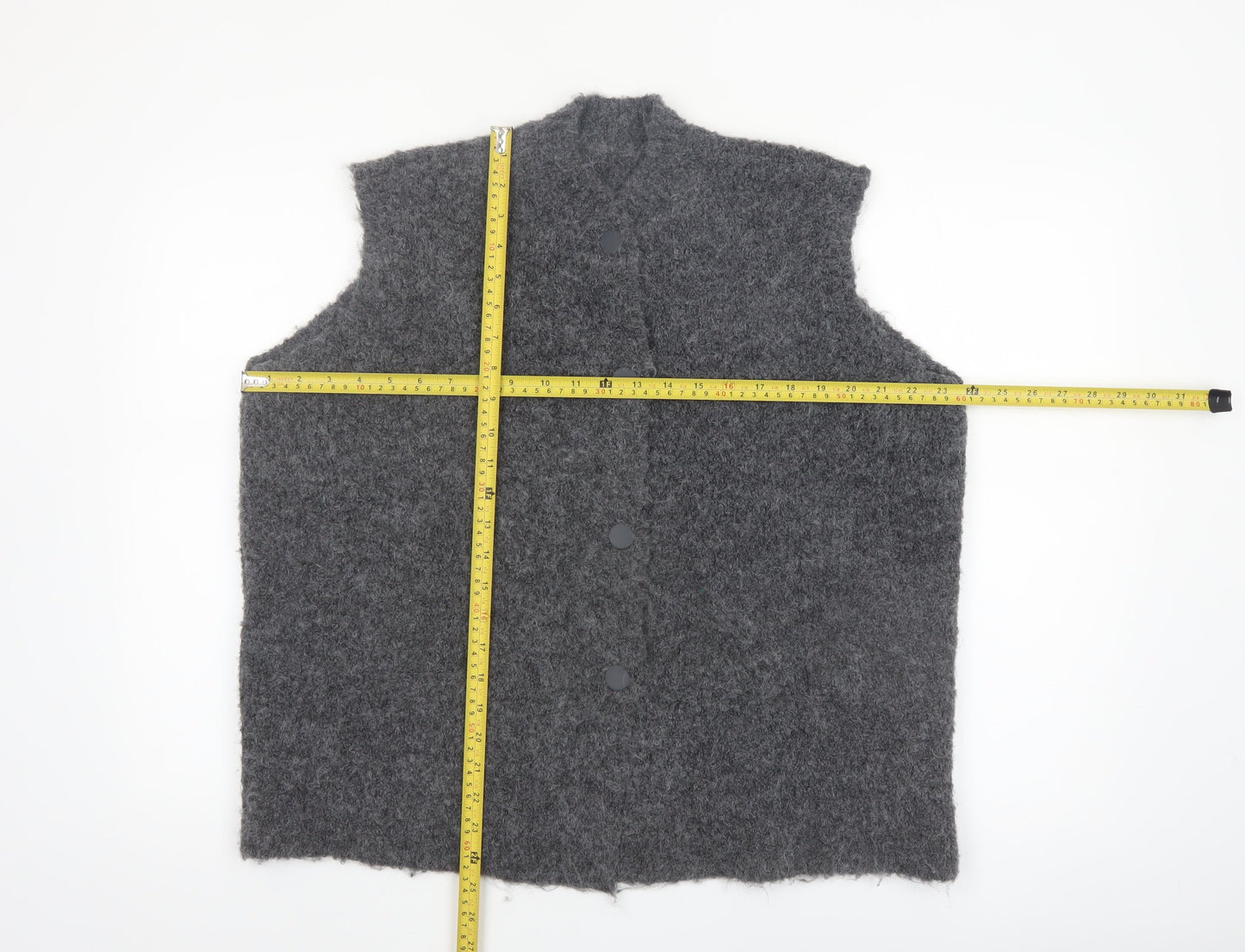 Marks and Spencer Womens Grey Knit Sleeveless Button Vest L