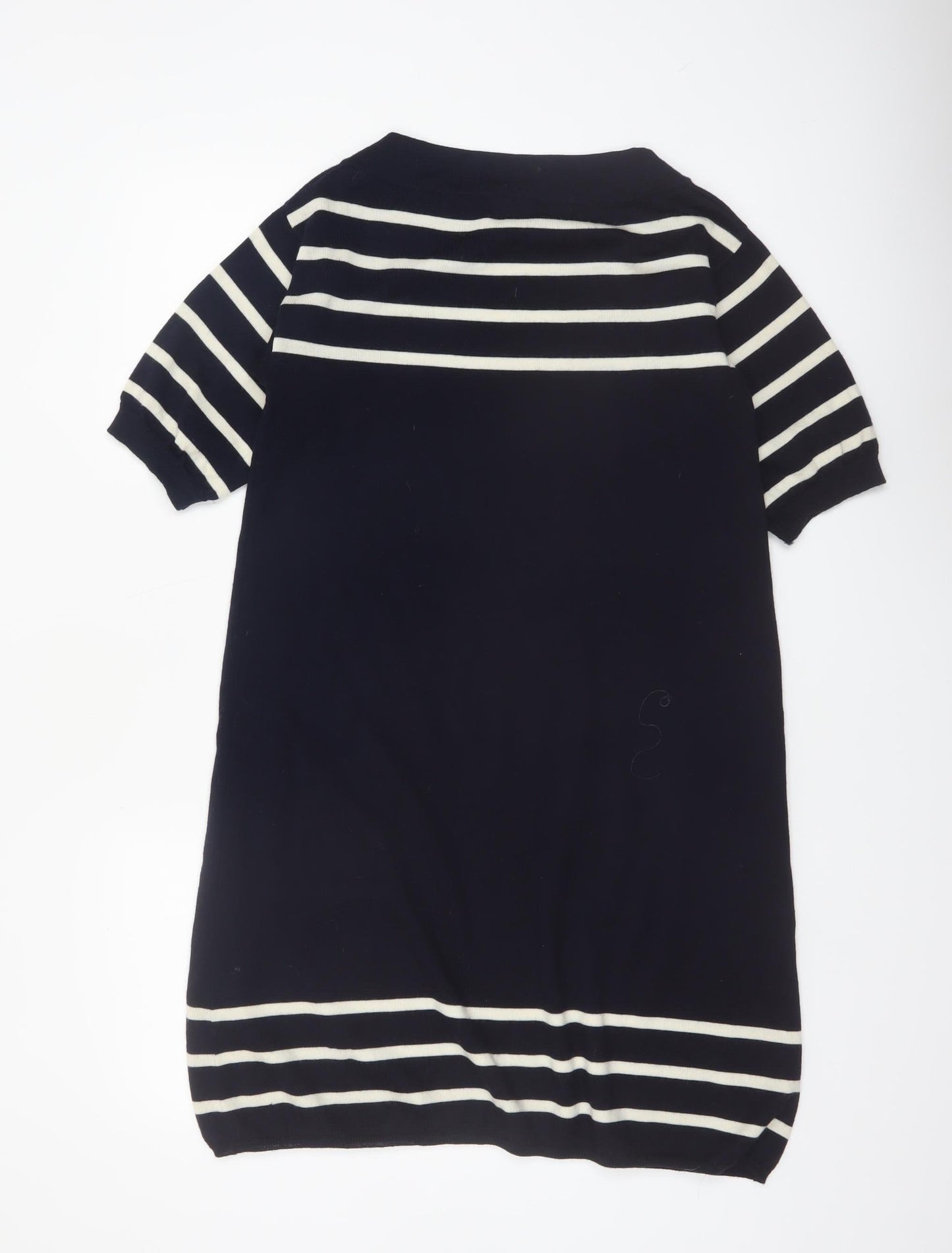 Jigsaw Women Blue Striped Wool Knit Shift Dress Size S