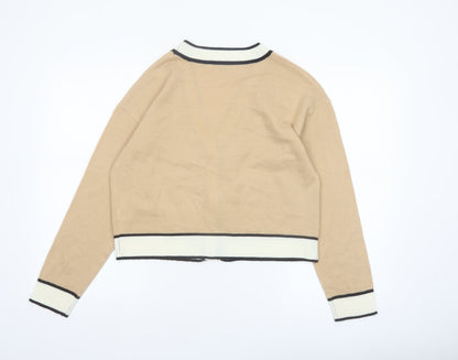 Brave Soul Women Beige Knit V-Neck Button Cardigan XS