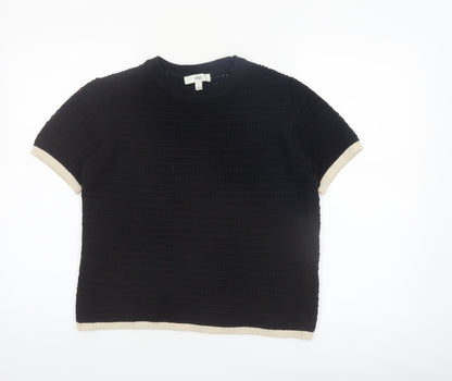 Marks and Spencer Women's Black Short Sleeve Knit Jumper Size S