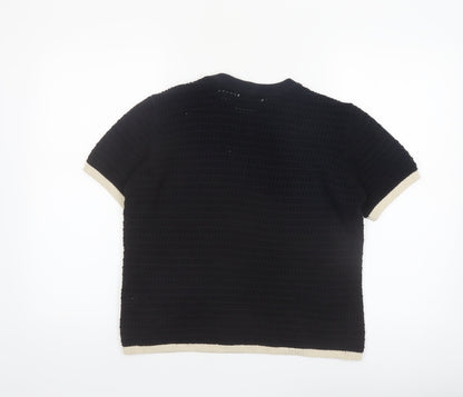 Marks and Spencer Women's Black Short Sleeve Knit Jumper Size S