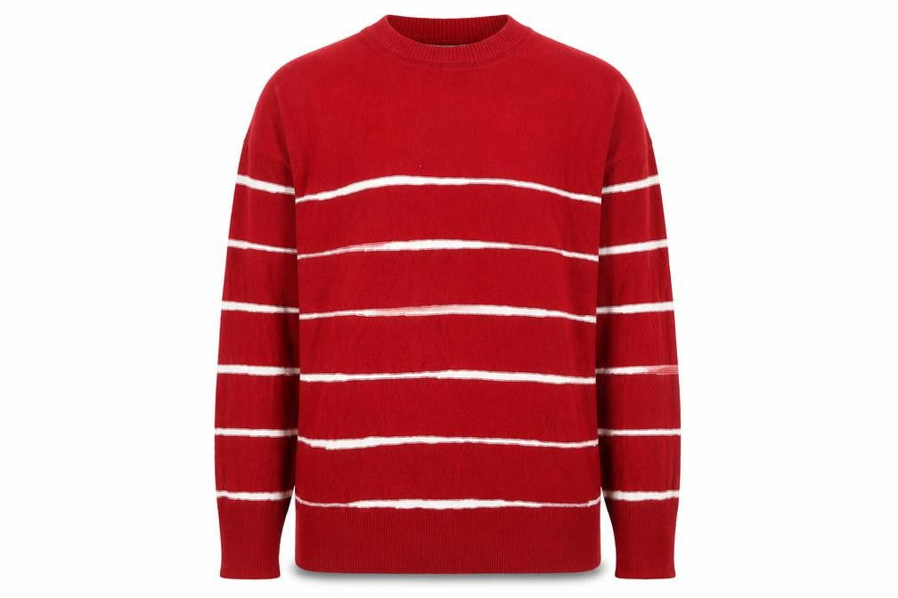 Next Womens Red Striped Crew Neck Acrylic Jumper L