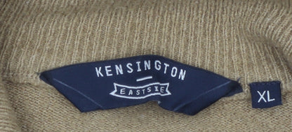 Kensington Eastside Men's Beige Blue Fair Isle Half Zip Jumper XL