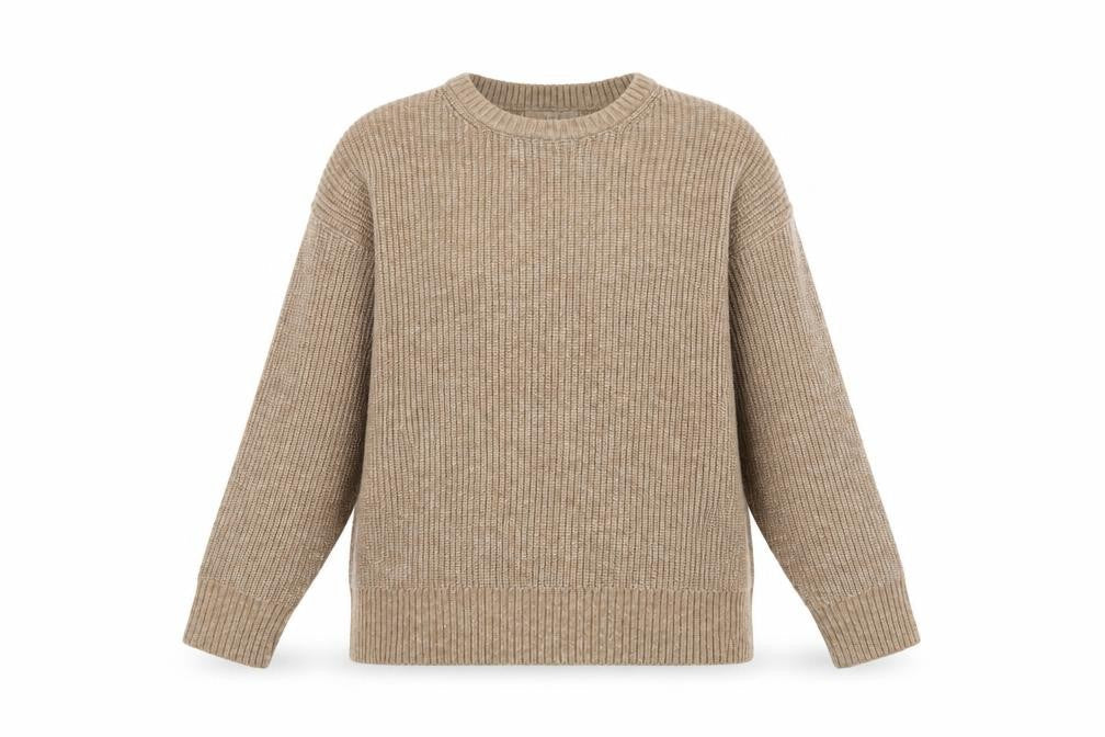 Marks and Spencer Women Beige L Chunky Knit Crew Neck Jumper