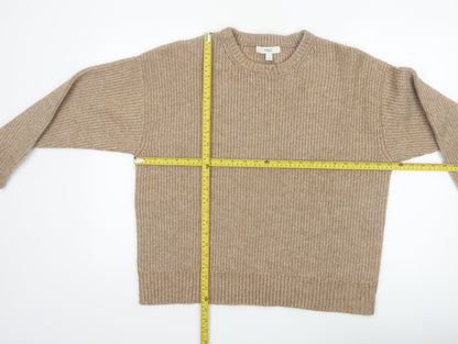 Marks and Spencer Women Beige L Chunky Knit Crew Neck Jumper