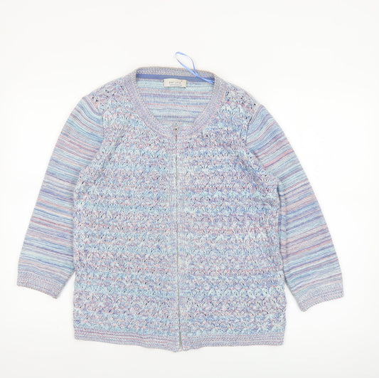 Marks and Spencer Women’s Multicoloured Cotton Knit Full Zip Jumper Size 14