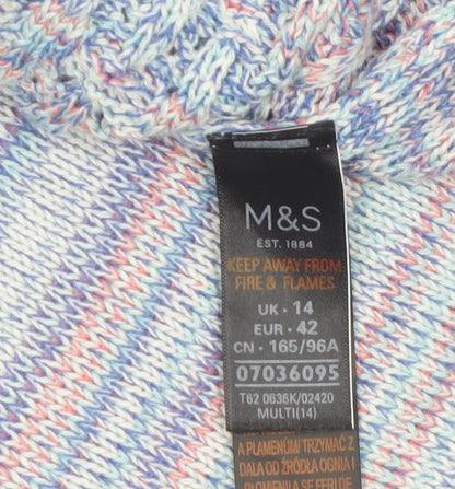 Marks and Spencer Women’s Multicoloured Cotton Knit Full Zip Jumper Size 14