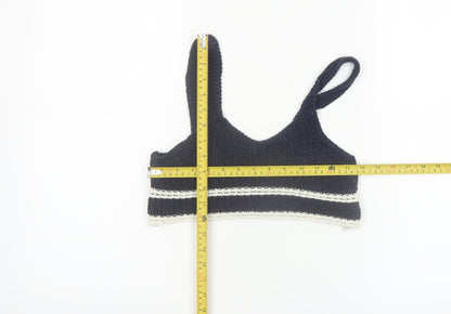Zara Girls Black Knit Cropped Camisole Top Size 8-9 Years Cotton Blend