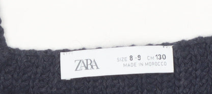 Zara Girls Black Knit Cropped Camisole Top Size 8-9 Years Cotton Blend